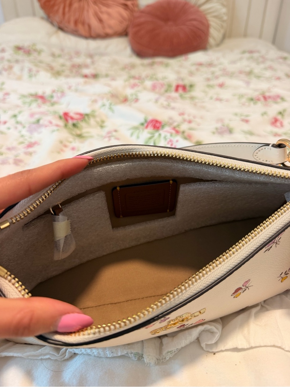 Coach Cream Mini Shoulder Bag with Multicolor Floral Accents - Picture 4 of 5